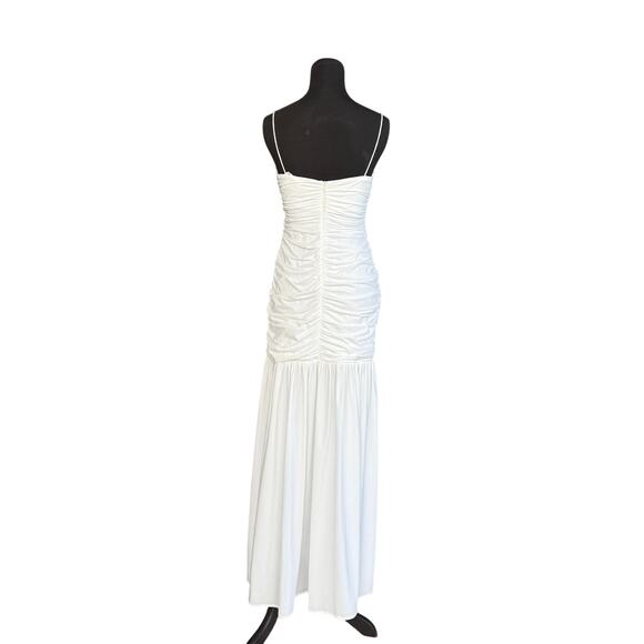 Bumpsuit white maternity maxi dress - spaghetti strap - nylon spandex - size L - Picture 2 of 14